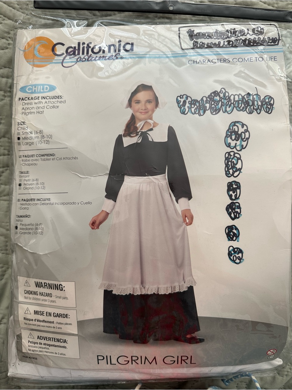 Pilgrim Girl Costume Sz Medium (8-10)